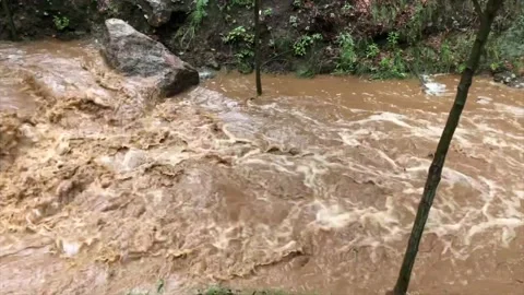 Swollen River After Storm 4K B-roll Stock Footage 232802107