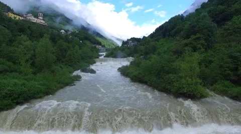 Swollen river - Creek in mountain Stock Footage 67606424