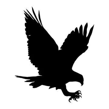 Swooping eagle silhouette vector illustration Illustrazione stock