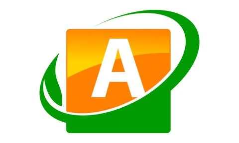 Swoosh Leaf Letter A Stock Illustration