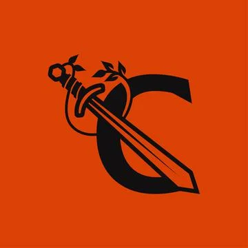 Sword Alphabet C Logo Stock Illustration