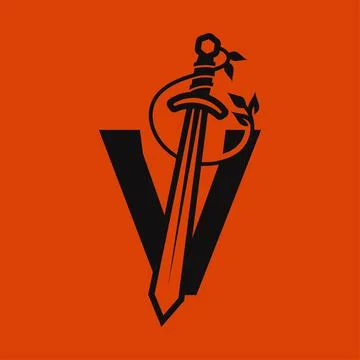Sword Alphabet V Logo Stock Illustration