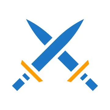 Sword ammo icon solid blue orange blue colour military symbol perfect. イラスト素材