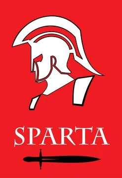Sword and centurion.Sparta warrior head and sword combine with text. Trojan w Stock Illustration