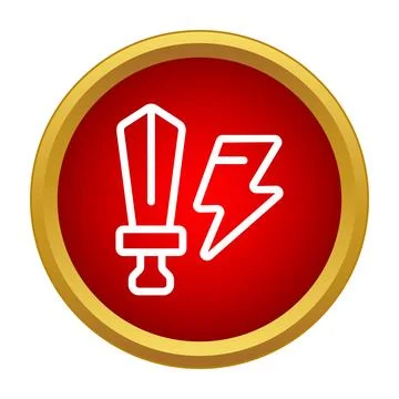 Sword and lightning bolt game power icon Stock Illustration