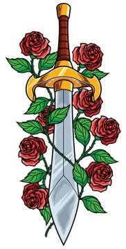 Sword and Roses Stockillustratie