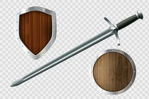 Sword and set of shields. Coat of arms. 스톡 일러스트