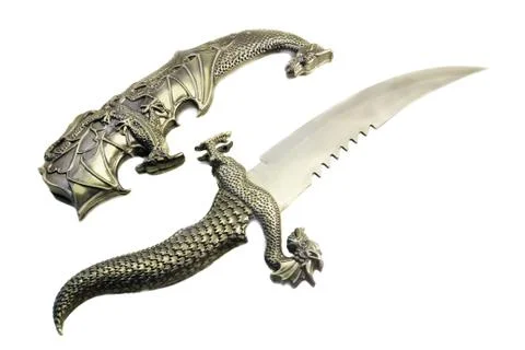 Sword and the sheath executed in the form of a dragon on a white background Stock Photos