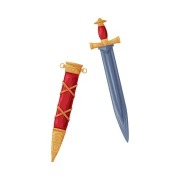 Sword and Sheath as Greece Object and Traditional Cultural Symbol Vector Stock Illustration