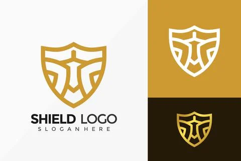 Sword and Shield Gladiator Logo Design. Modern Idea logos designs Vector illu 스톡 일러스트