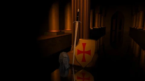 Sword and Shield of the Knights Templar Stock-Footage 108439099
