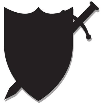 Sword and Shield Silhouette Stock Illustration