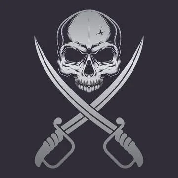 Sword and skull design vector. Stock Illustration
