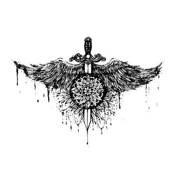 Sword and Wings Mandala Stock Illustration