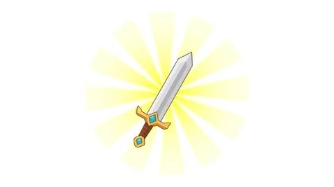 Sword animated fantasy blade weapon upgrade level with sunburst light ray i.. Stock Footage 342538799