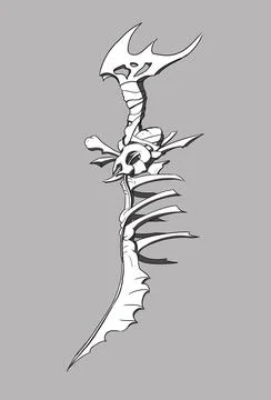 Sword from bones concept design, weapon art Stock Illustration
