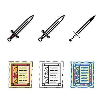 Sword byzantine color icon vector variations Illustrazione stock