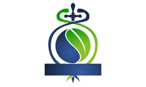 Sword Caduceus Leaf Emblem Blank Template Stock Illustration