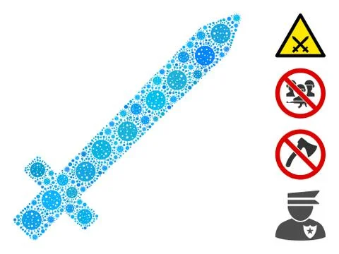 Sword Collage of Covid Virus Elements 스톡 일러스트