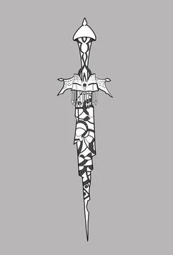 A sword concept design, weapon art sketch Stock Illustration