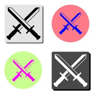 Sword cross. flat vector icon Stock Illustration