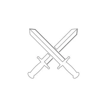 Sword cross. flat vector icon Stock Illustration