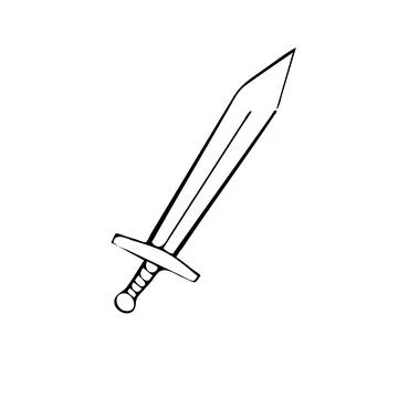 Sword draw flat design illustration vector sketch Stock Illustration