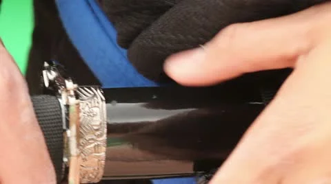 Sword Draw Side Extreme Close Up Stock Footage 10876311