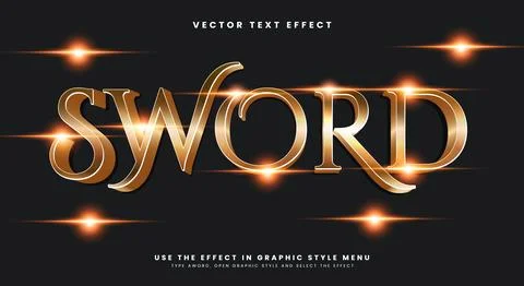Sword editable text effect template Stock Illustration