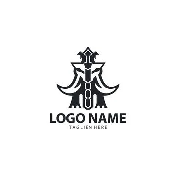 Sword Elephant logo design vector Stock Illustration