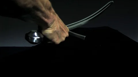 Sword exercises. Ultra slow motion hispeed  2000fps Stock Footage 92921868