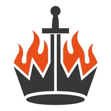 Sword Fire Crown Logo Design Royal Power Vector Template Icon Stock Illustration