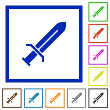 Sword flat framed icons Stockillustratie
