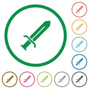 Sword flat icons with outlines 库存插图
