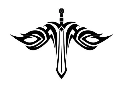 Sword with flowing wings Illustrazione stock