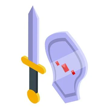Sword gameplay icon isometric vector. Mobile team Stock Illustration