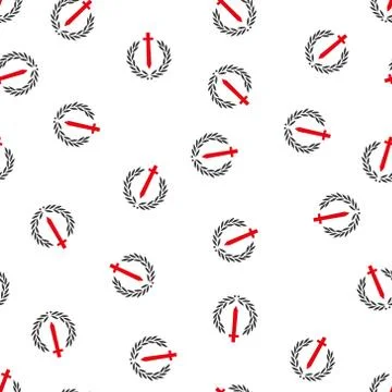 Sword Honor Embleme Flat Vector Seamless Pattern Illustrazione stock