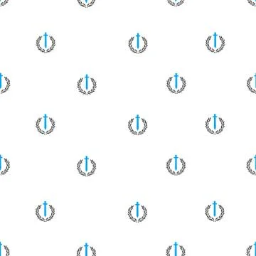 Sword Honor Embleme Flat Vector Seamless Pattern Stock Illustration