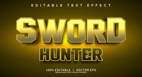 Sword hunter 3d vector text effect with modern style design Stock Illustration