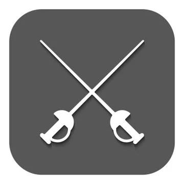 The sword icon. Epee symbol. Flat Stock Illustration