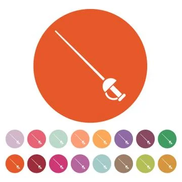 The sword icon. Epee symbol. Flat Stock Illustration