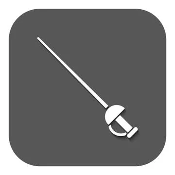 The sword icon. Epee symbol. Flat Stock Illustration