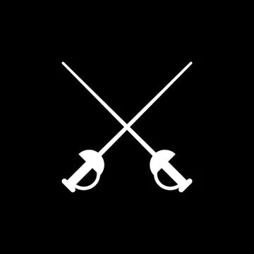 The sword icon. Epee symbol. Flat Stock Illustration