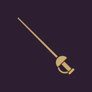 The sword icon. Epee symbol. Flat Stock Illustration
