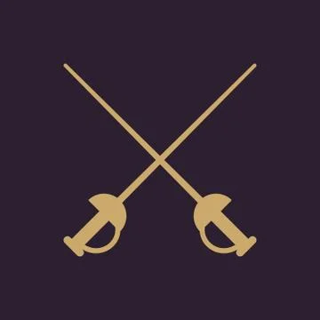 The sword icon. Epee symbol. Flat Stock-Illustration