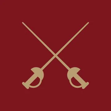 The sword icon. Epee symbol. Flat Stock Illustration