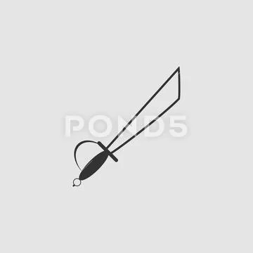 Sword icon flat. Ilustraciones de archivo