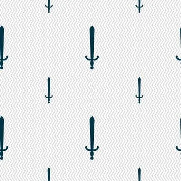 The sword icon sign. Seamless pattern with geometric texture. Vector Illustrazione stock
