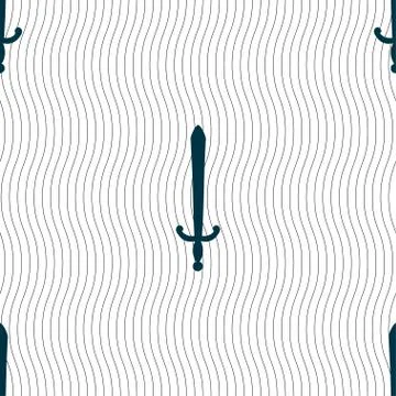 The sword icon sign. Seamless pattern with geometric texture. Vector Stock Illustration