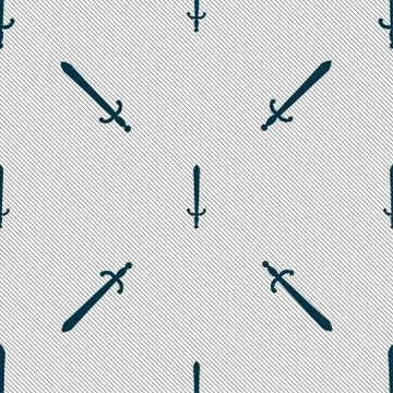 The sword icon sign. Seamless pattern with geometric texture. Vector Stock Illustration